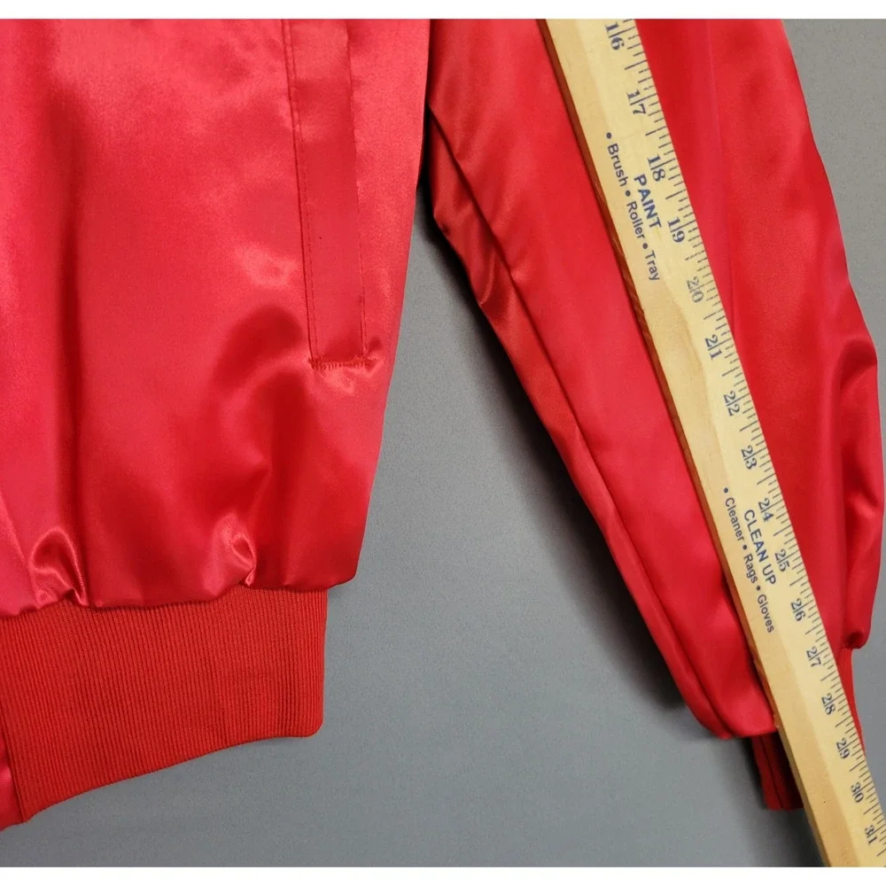 Vintage 1983 Tee Jays Satin Bomber Alabama On Tour Jacket Large Red Band Concert